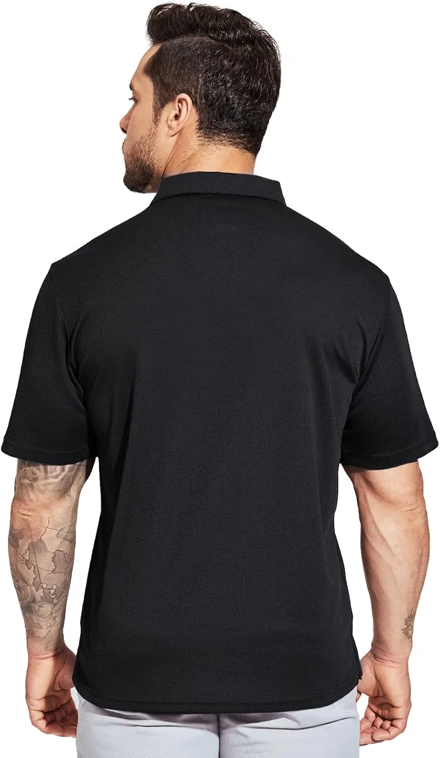 MIER Men's Quick Dry Polo Shirts Polyester Casual Collared Shirts Short Sleeve, Moisture-Wicking, Sun Protection