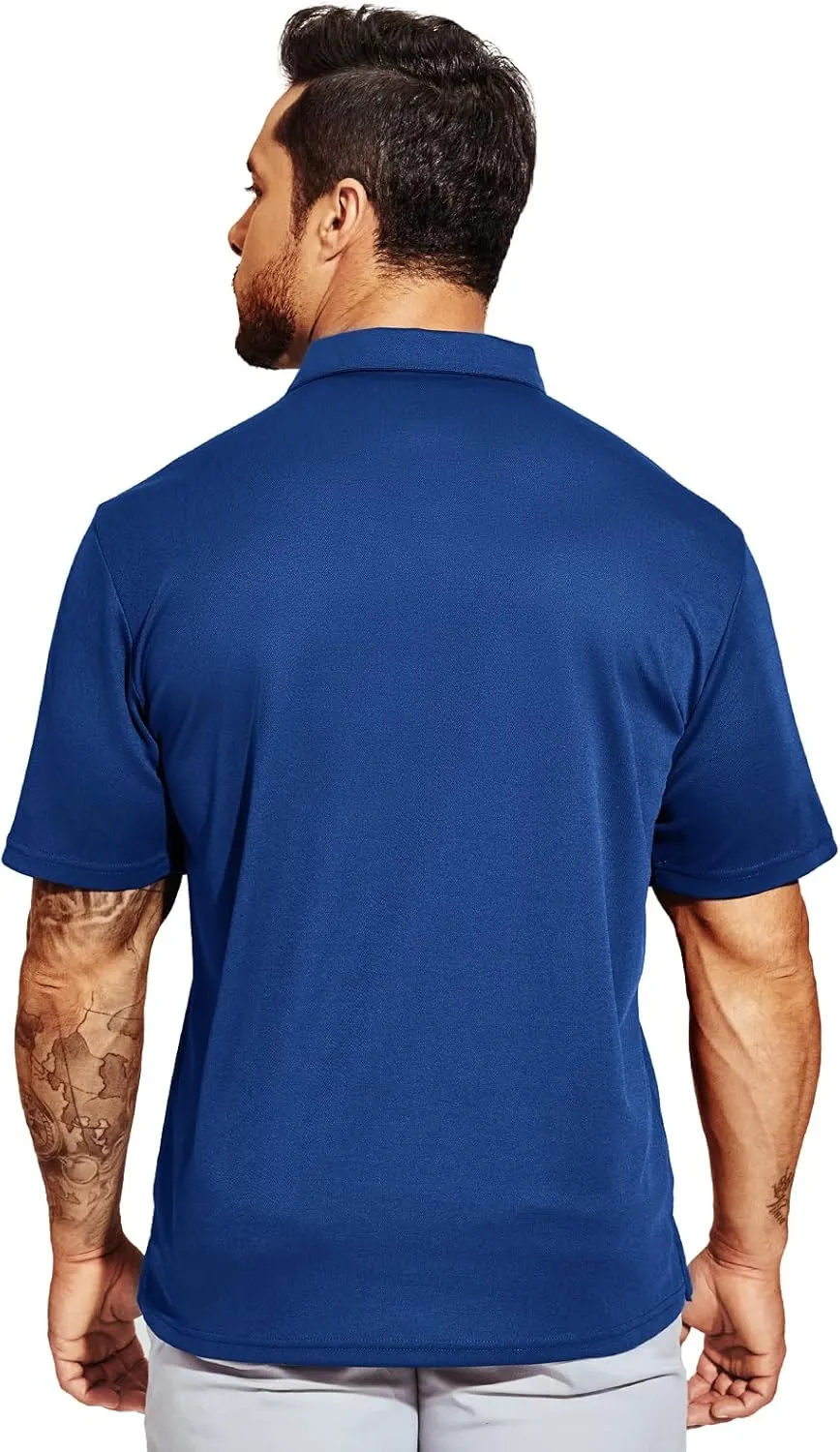 MIER Men's Quick Dry Polo Shirts Polyester Casual Collared Shirts Short Sleeve, Moisture-Wicking, Sun Protection