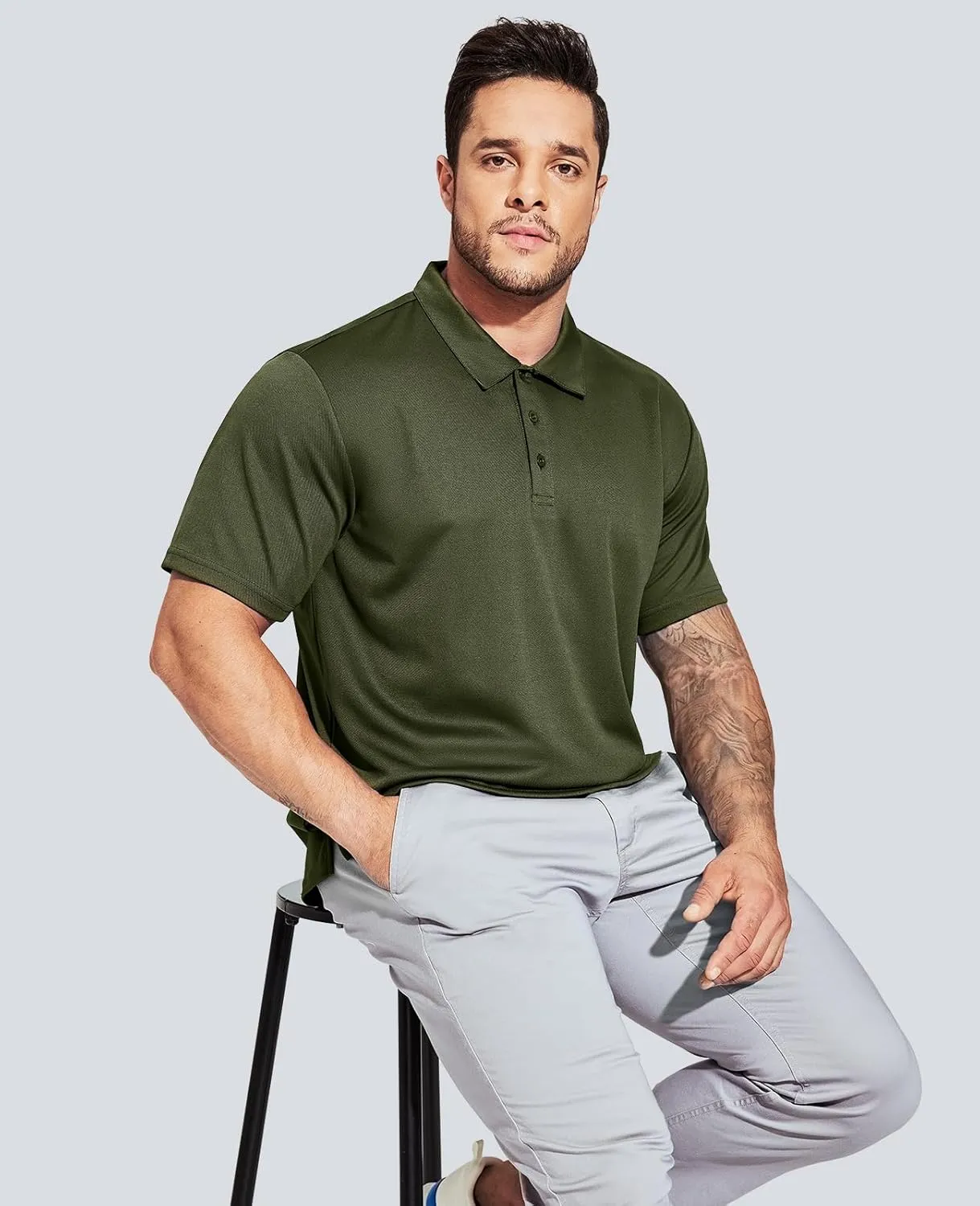 MIER Men's Quick Dry Polo Shirts Polyester Casual Collared Shirts Short Sleeve, Moisture-Wicking, Sun Protection