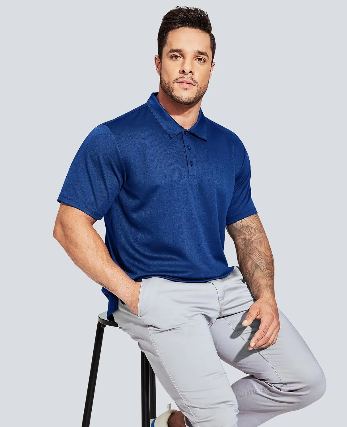 MIER Men's Quick Dry Polo Shirts Polyester Casual Collared Shirts Short Sleeve, Moisture-Wicking, Sun Protection