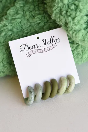 MINI HOOP EARRING SET -GREEN
