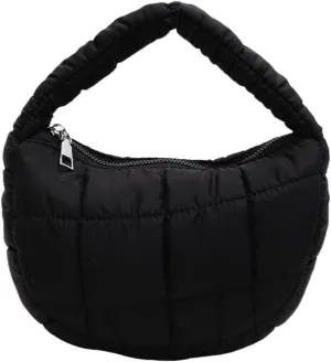 Mini Puffer Bag for Women Quilted Carryall Bag Crescent Wristlet Handbag Puffy Purse Bubble Bag Lightweight Puff Bag