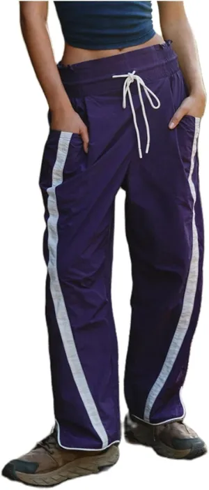 Miqil Women Y2K Striped Sweatpants Loose Wide Leg Drawstring Side Stripe Track Pants Elastic Waist Baggy Joggers