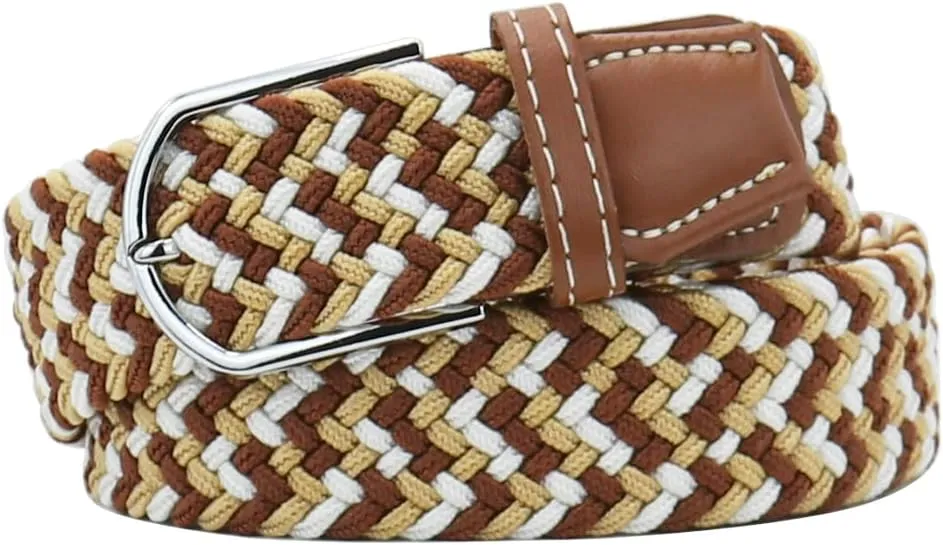 Mixed Color Woven Stretch Braided Belts for Men and Women Fashion Elastic Belts