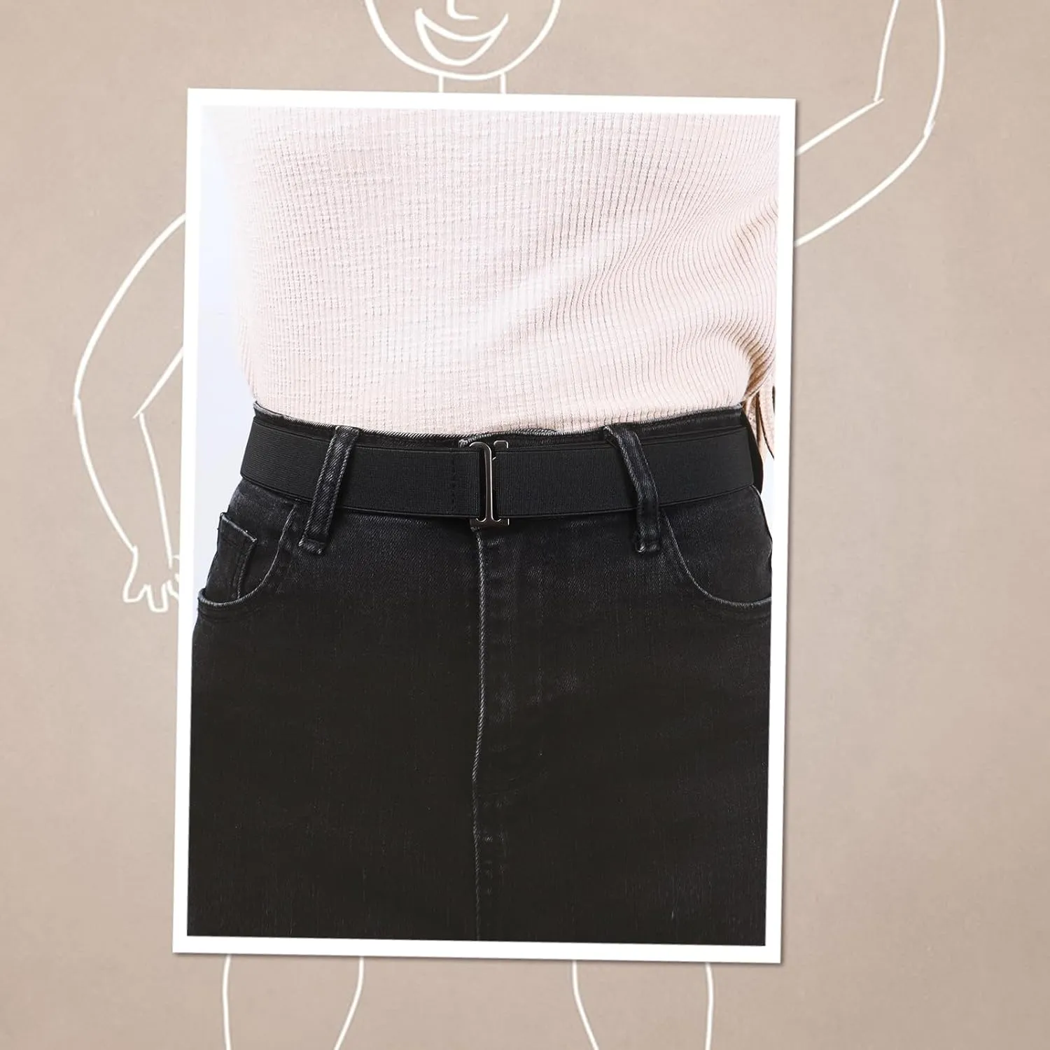 No Show Invisible Elastic Belt for Women Men, Elastic Web Strap Waist Stretch Belt with Flat Buckle