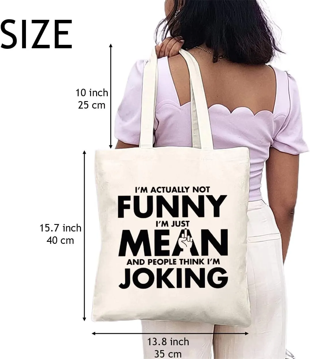 Not Joking Canvas Tote Bags for Women Sarcastic Sayings Shoulder Bag Letter Print Reusable Shopping Bag