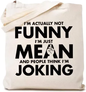 Not Joking Canvas Tote Bags for Women Sarcastic Sayings Shoulder Bag Letter Print Reusable Shopping Bag