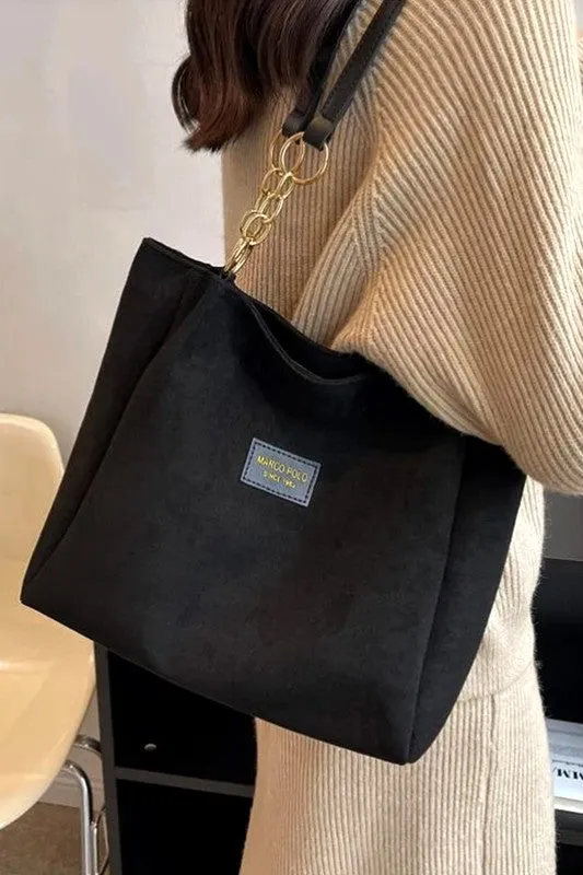 On The Road Black Suede Shoulder Bag