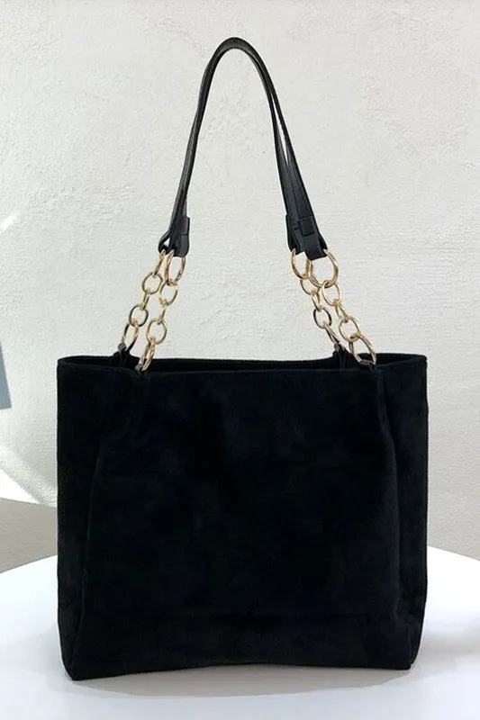 On The Road Black Suede Shoulder Bag