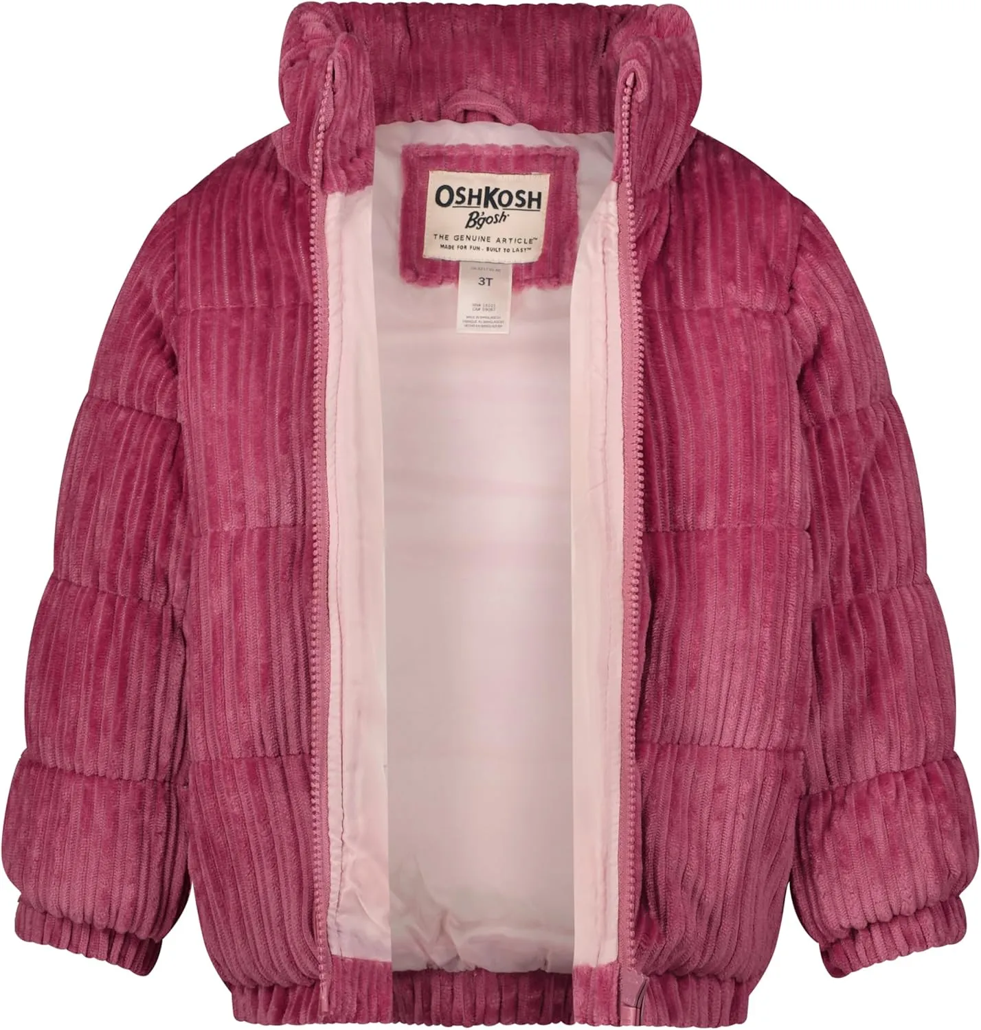 OSHKOSH B'GOSH Girls' Heavyweight Velboa Cordury Hooded Puffer Jacket