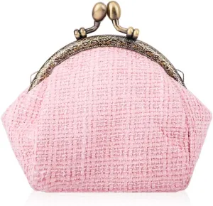 Oyachic Plaid Tweed Coin Purses,Change Pouch Kiss Lock,Clasp Wallet,Canvas Clutch Bag,Women Girls Key Holder