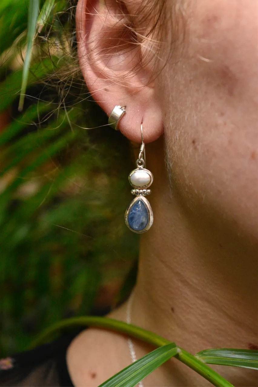 Pearl   Kyanite Ilkay Earrings