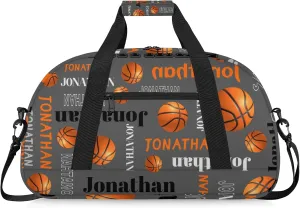 Personalized Duffle Bag - Custom Name Kids Sports Bag, Sleepover Bags for Girls, Lightweight Toddler Boys Overnight Bag for Weekender Travel Cheer Dance Ball Game, Basketball Text