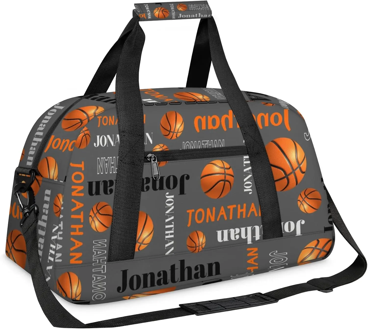 Personalized Duffle Bag - Custom Name Kids Sports Bag, Sleepover Bags for Girls, Lightweight Toddler Boys Overnight Bag for Weekender Travel Cheer Dance Ball Game, Basketball Text