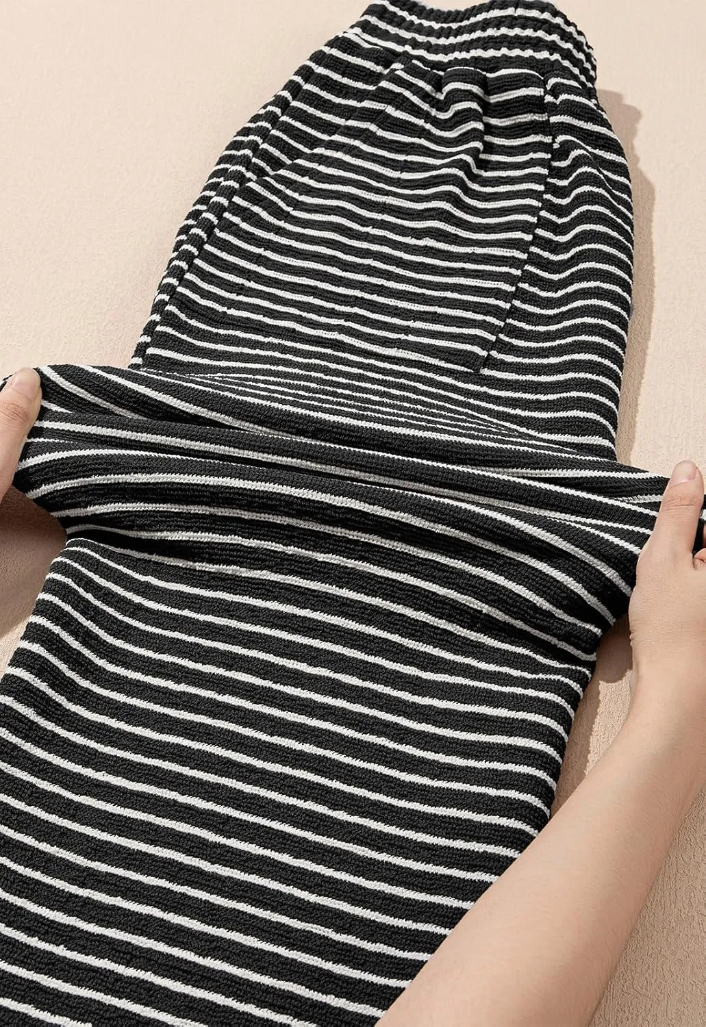 Pink Queen Women's 2 Piece Outfits Sleeveless V Neck Button Down Tank Tops Slit Midi Dress 2025 Striped Summer Skirt Sets