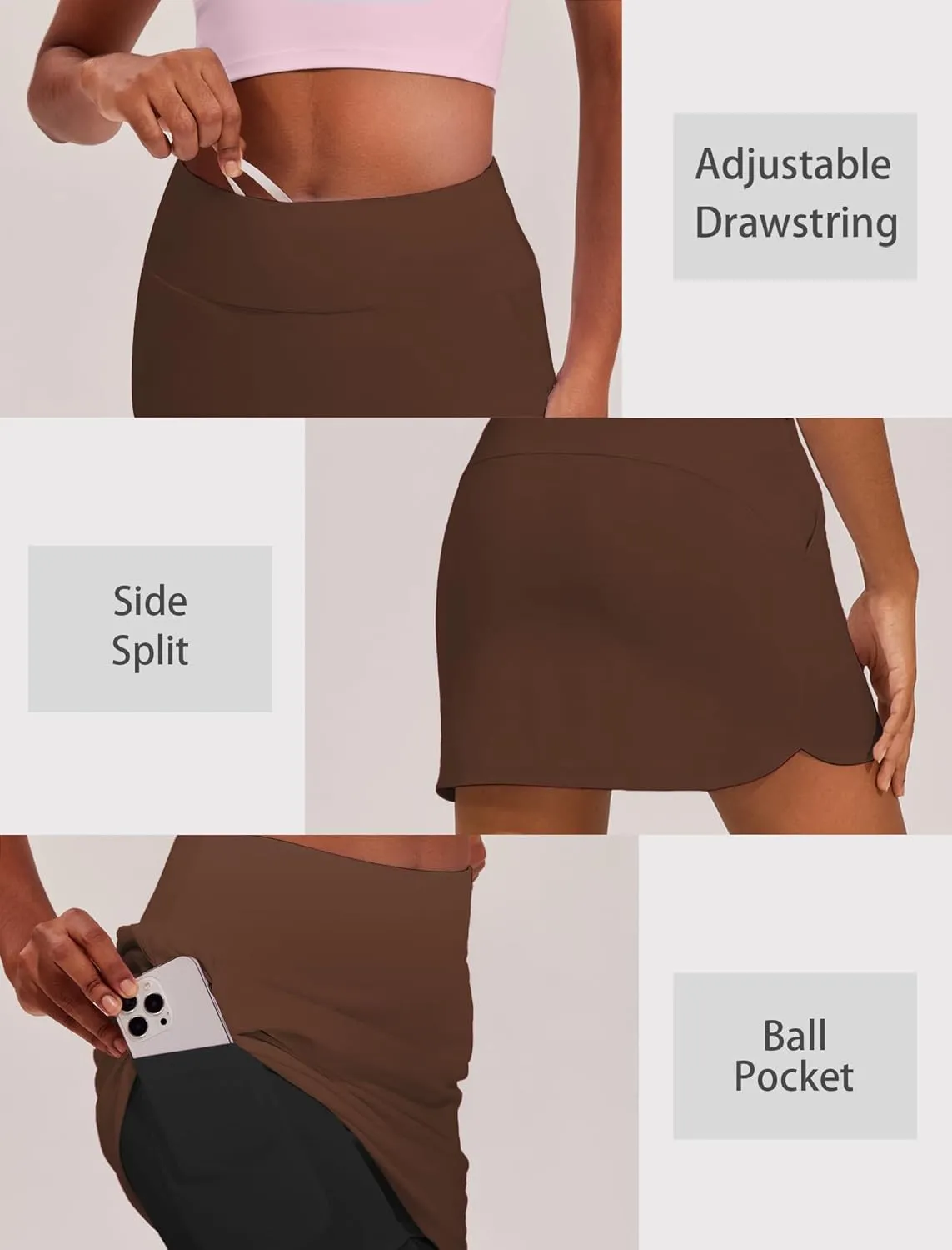 PINSPARK Golf Skirts for Women High Waisted Tennis Skort Skirts with 3 Pockets A Line Athletic Skirt Pickleball Workout
