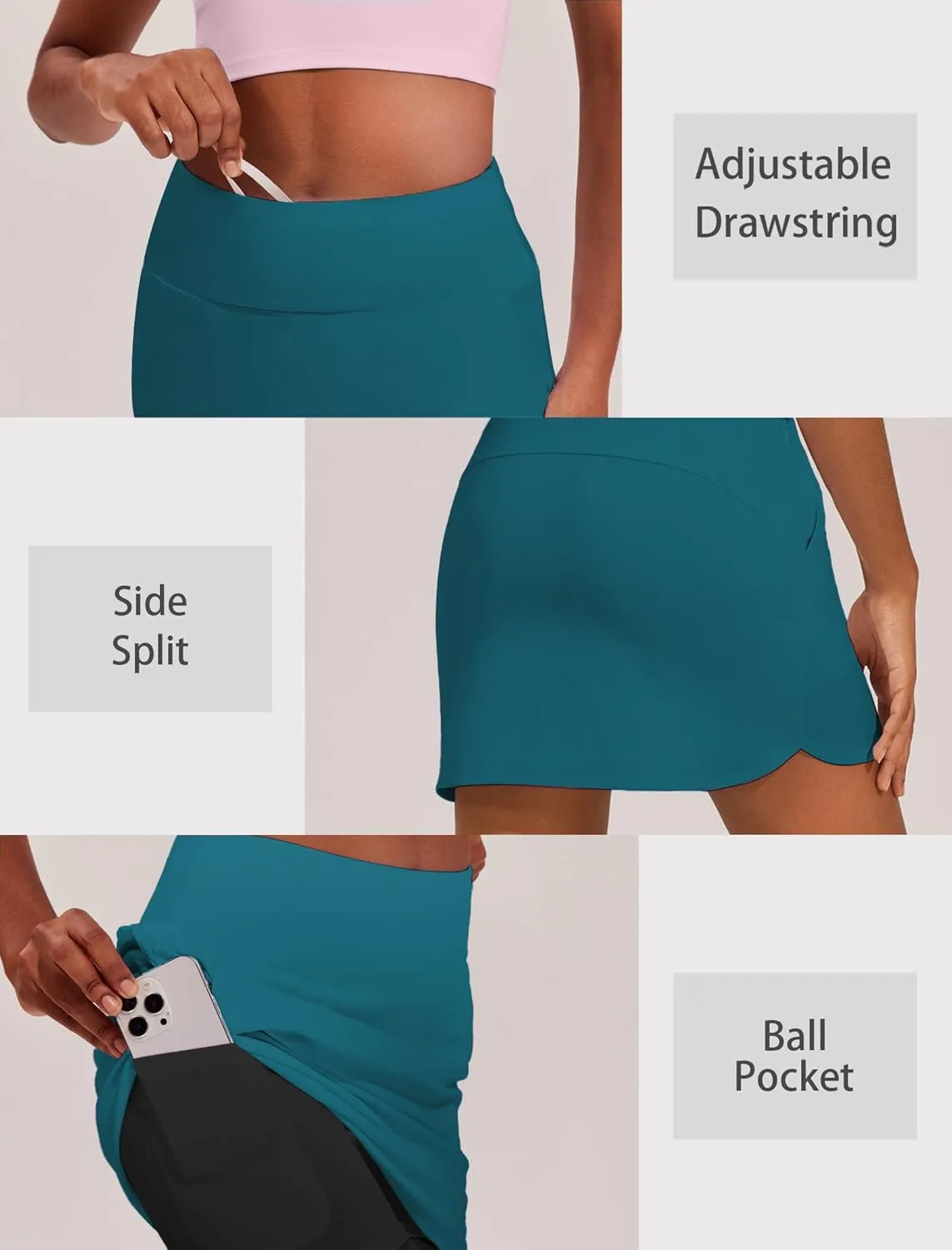 PINSPARK Golf Skirts for Women High Waisted Tennis Skort Skirts with 3 Pockets A Line Athletic Skirt Pickleball Workout