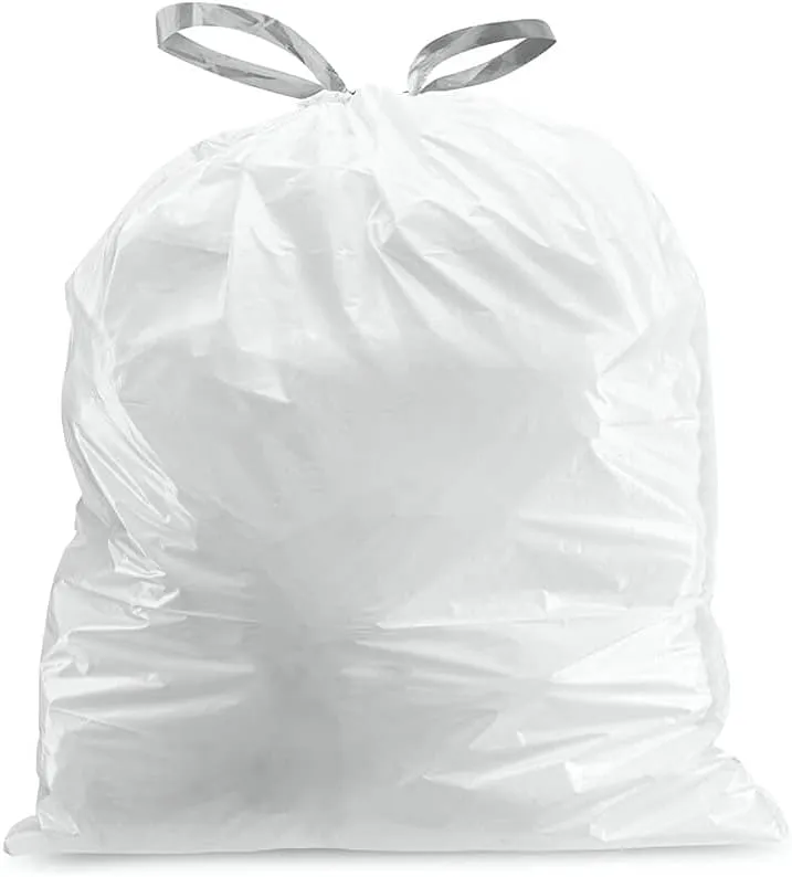 Plasticplace Trash Bags | Compatible with Simplehuman (x) Code C | (100 Count)White Drawstring Garbage Liners 2.6-3.2 Gallon / 10-12 Liter  14.75" x 20"