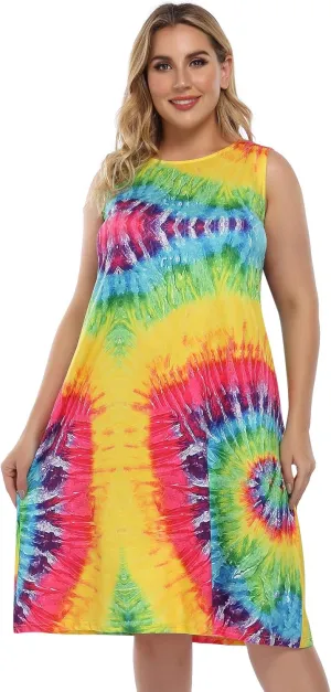 Plus Size Dress Women's V Neck Front Knotted Wrap A-Line Dress Plus Size Knee Length Midi Swing Dress for Curvy Women