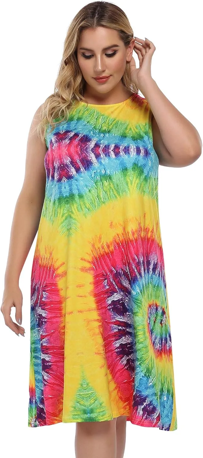 Plus Size Dress Women's V Neck Front Knotted Wrap A-Line Dress Plus Size Knee Length Midi Swing Dress for Curvy Women