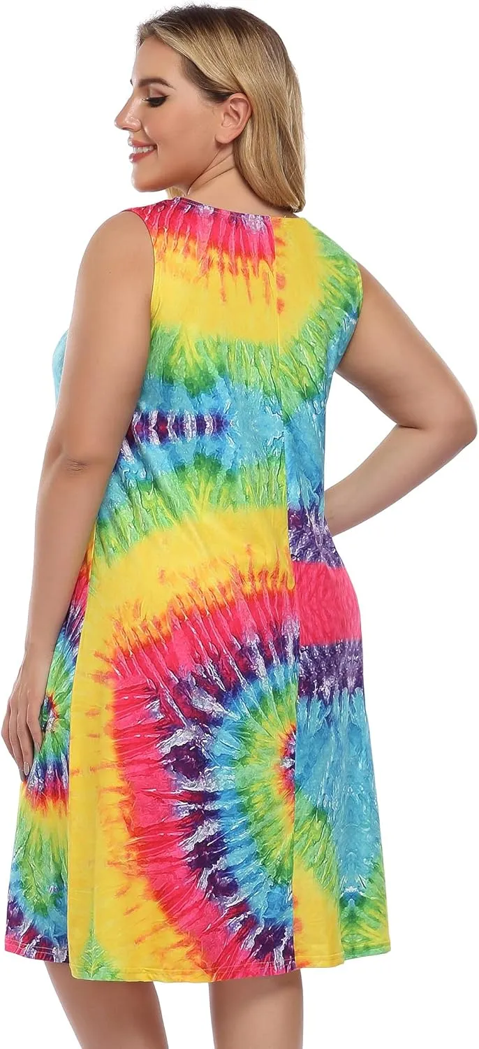 Plus Size Dress Women's V Neck Front Knotted Wrap A-Line Dress Plus Size Knee Length Midi Swing Dress for Curvy Women