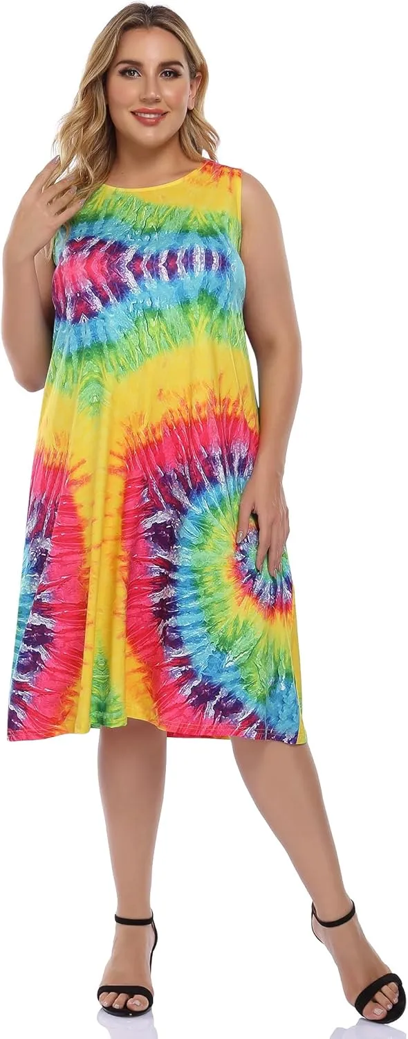 Plus Size Dress Women's V Neck Front Knotted Wrap A-Line Dress Plus Size Knee Length Midi Swing Dress for Curvy Women
