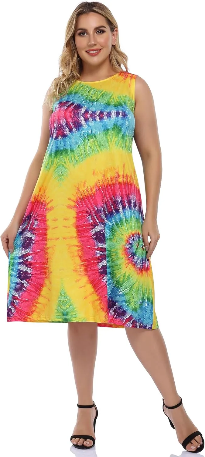 Plus Size Dress Women's V Neck Front Knotted Wrap A-Line Dress Plus Size Knee Length Midi Swing Dress for Curvy Women