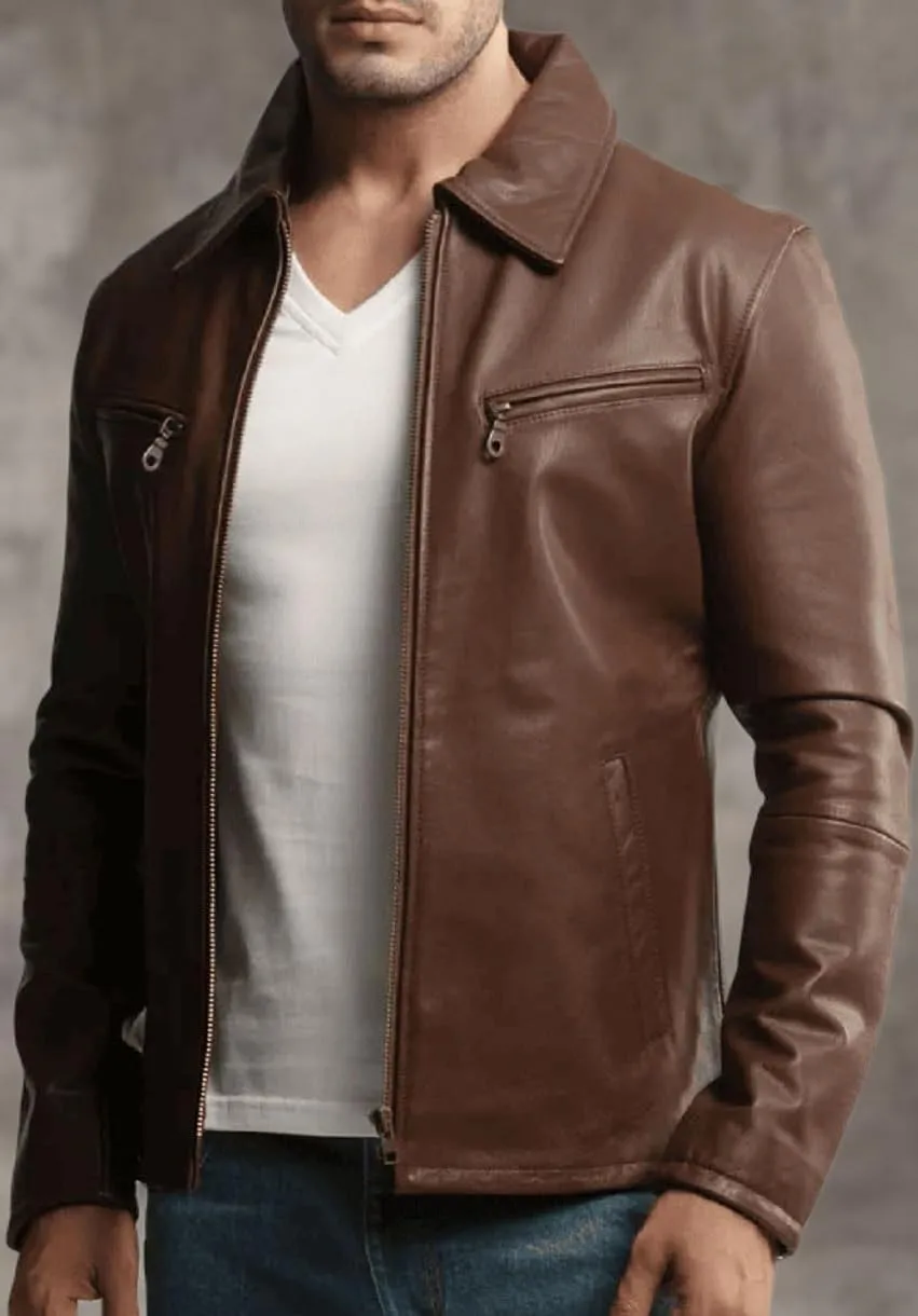 Premium Leather Jacket Men Old School Classic Style Everyday Wear Real Lambskin Mens Black Leather Jacket