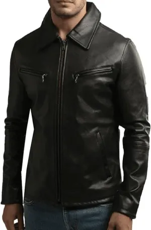 Premium Leather Jacket Men Old School Classic Style Everyday Wear Real Lambskin Mens Black Leather Jacket