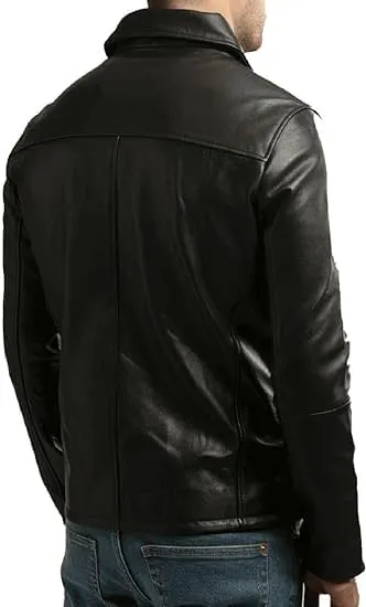 Premium Leather Jacket Men Old School Classic Style Everyday Wear Real Lambskin Mens Black Leather Jacket