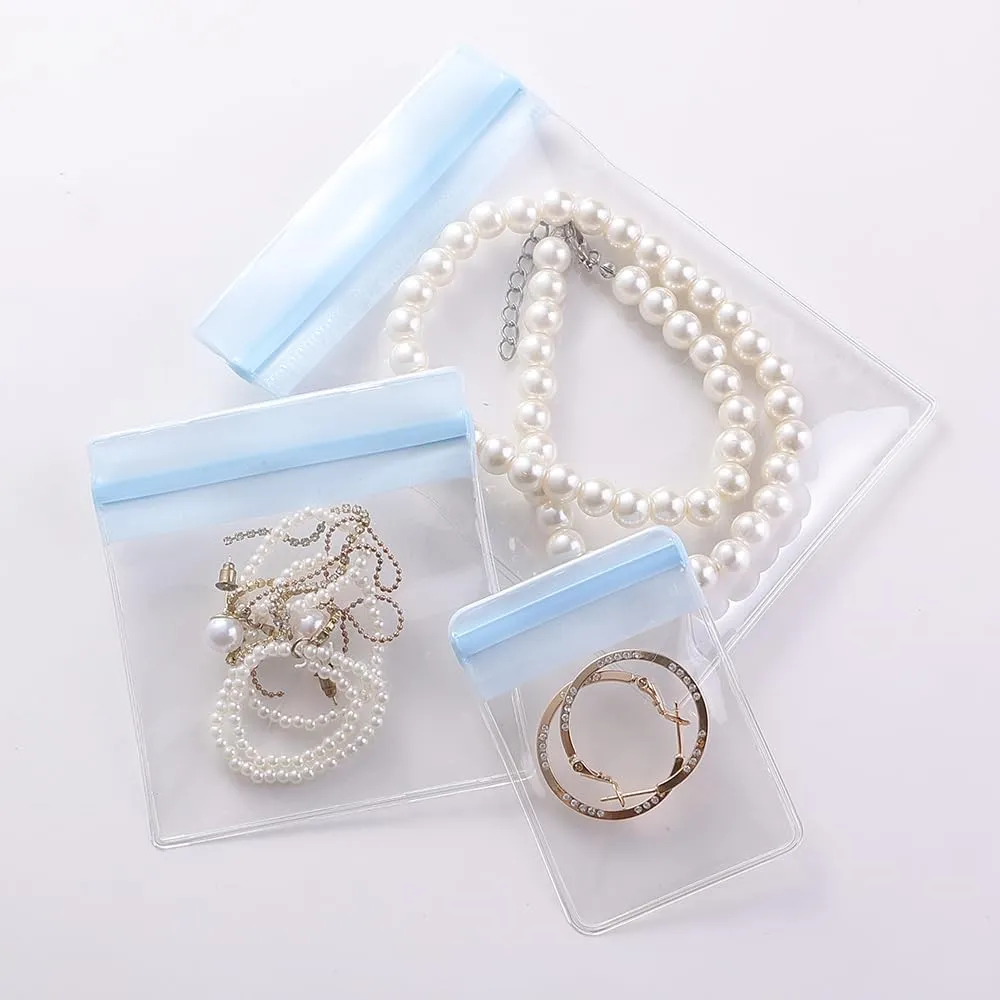 PVC Antioxidant Jewelry Storage Pouches Bracelets Necklaces Earrings Rings Storage Bags (BLUE, MIXED 1,30pcs)