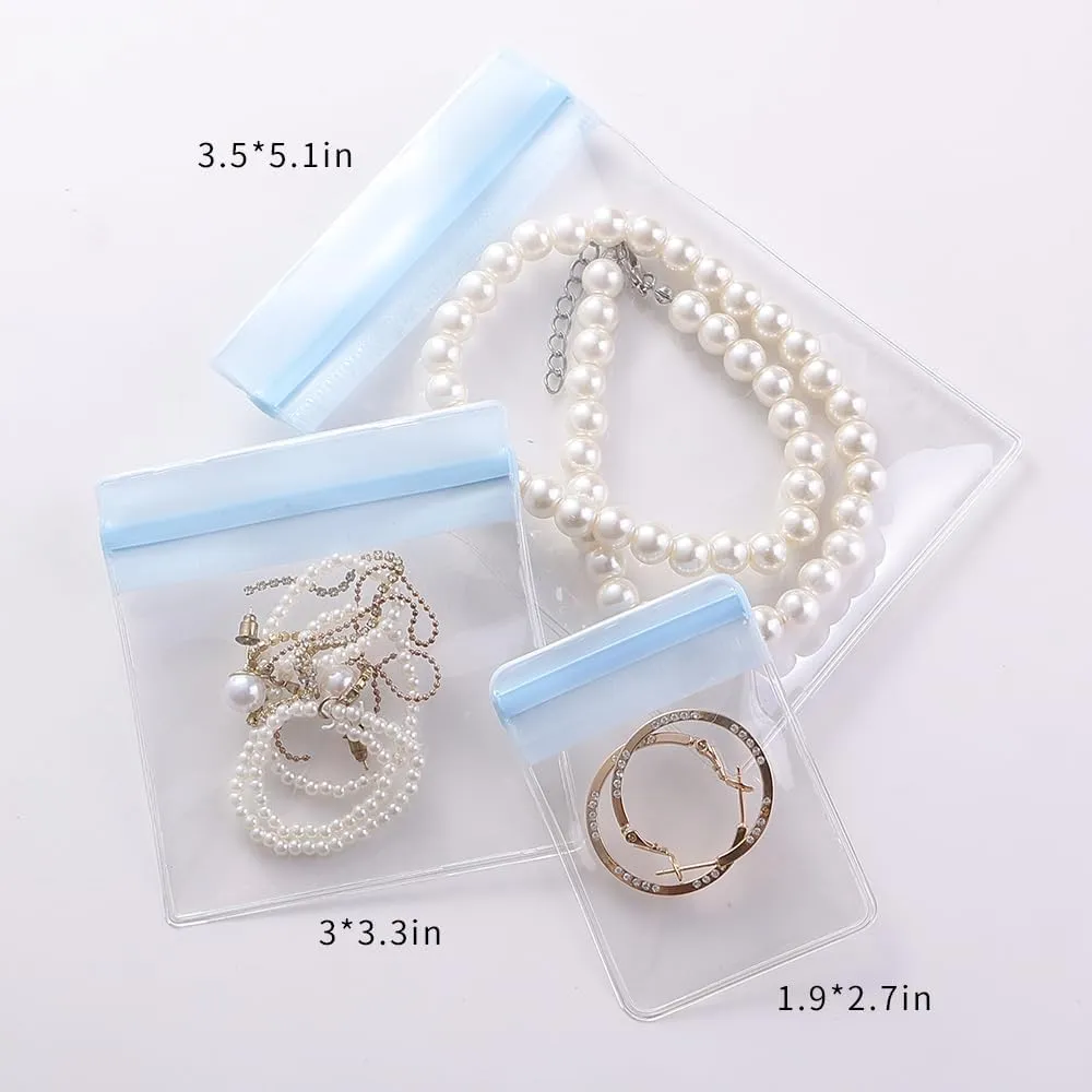 PVC Antioxidant Jewelry Storage Pouches Bracelets Necklaces Earrings Rings Storage Bags (BLUE, MIXED 1,30pcs)