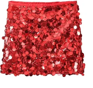 RanRui Sequin Mini Skirt for Women - High Waist, Satin
