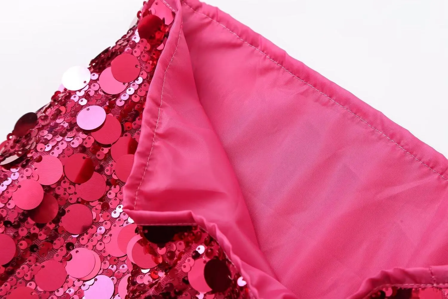 RanRui Sequin Mini Skirt for Women - High Waist, Satin