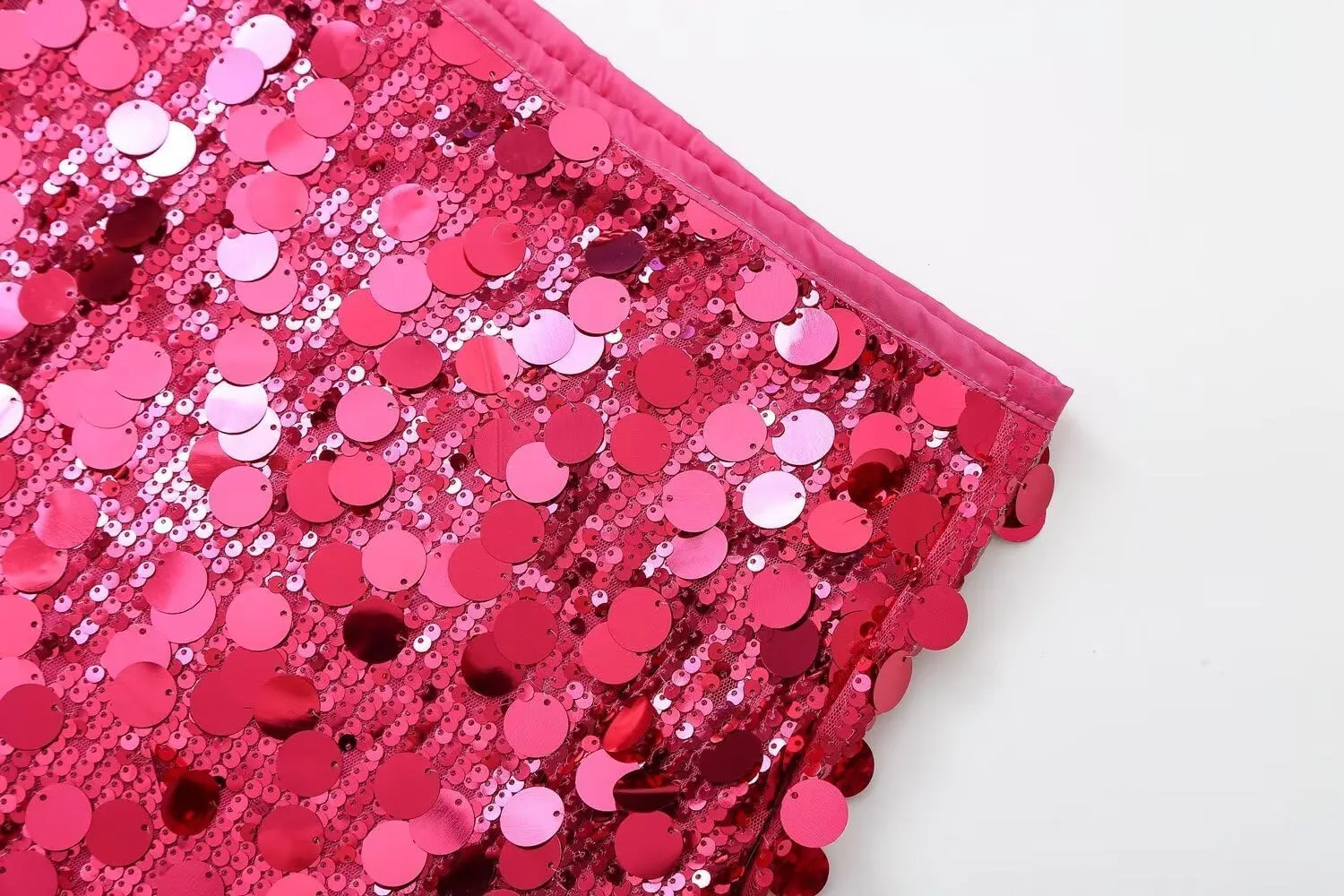 RanRui Sequin Mini Skirt for Women - High Waist, Satin