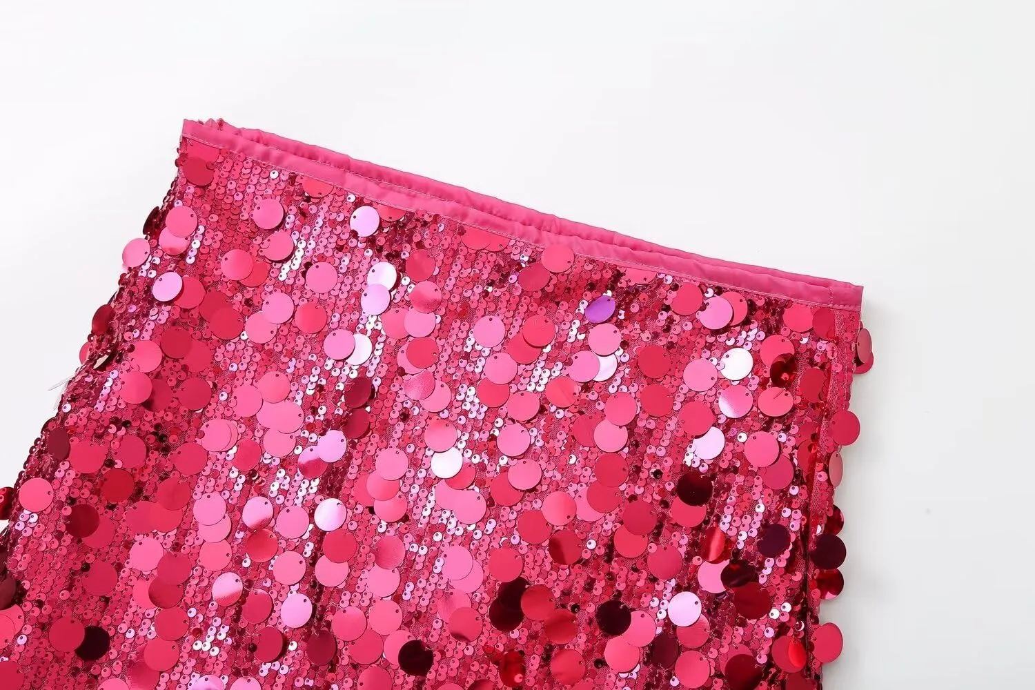 RanRui Sequin Mini Skirt for Women - High Waist, Satin