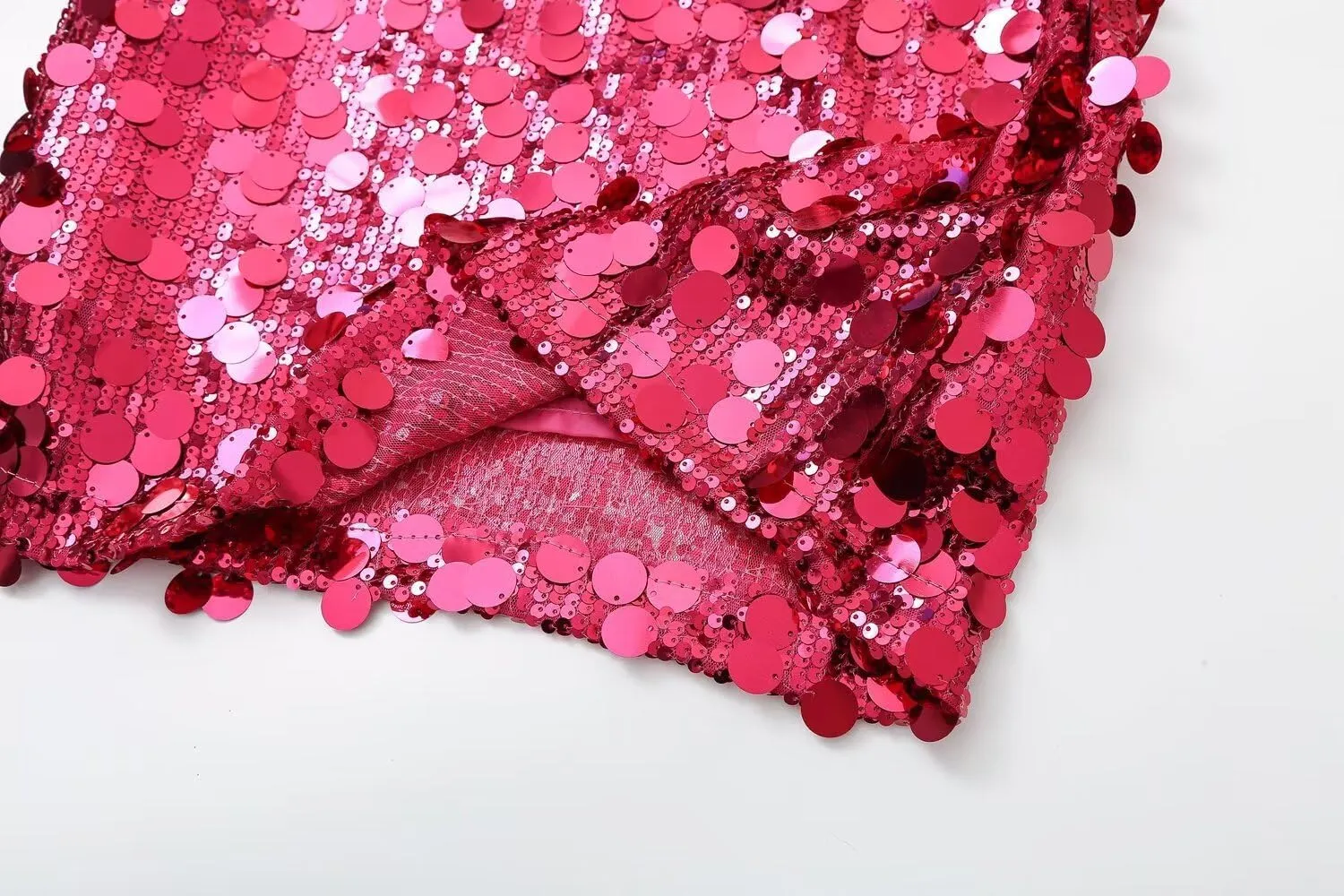 RanRui Sequin Mini Skirt for Women - High Waist, Satin