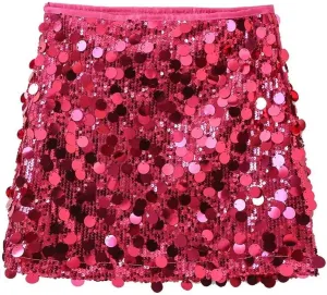 RanRui Sequin Mini Skirt for Women - High Waist, Satin
