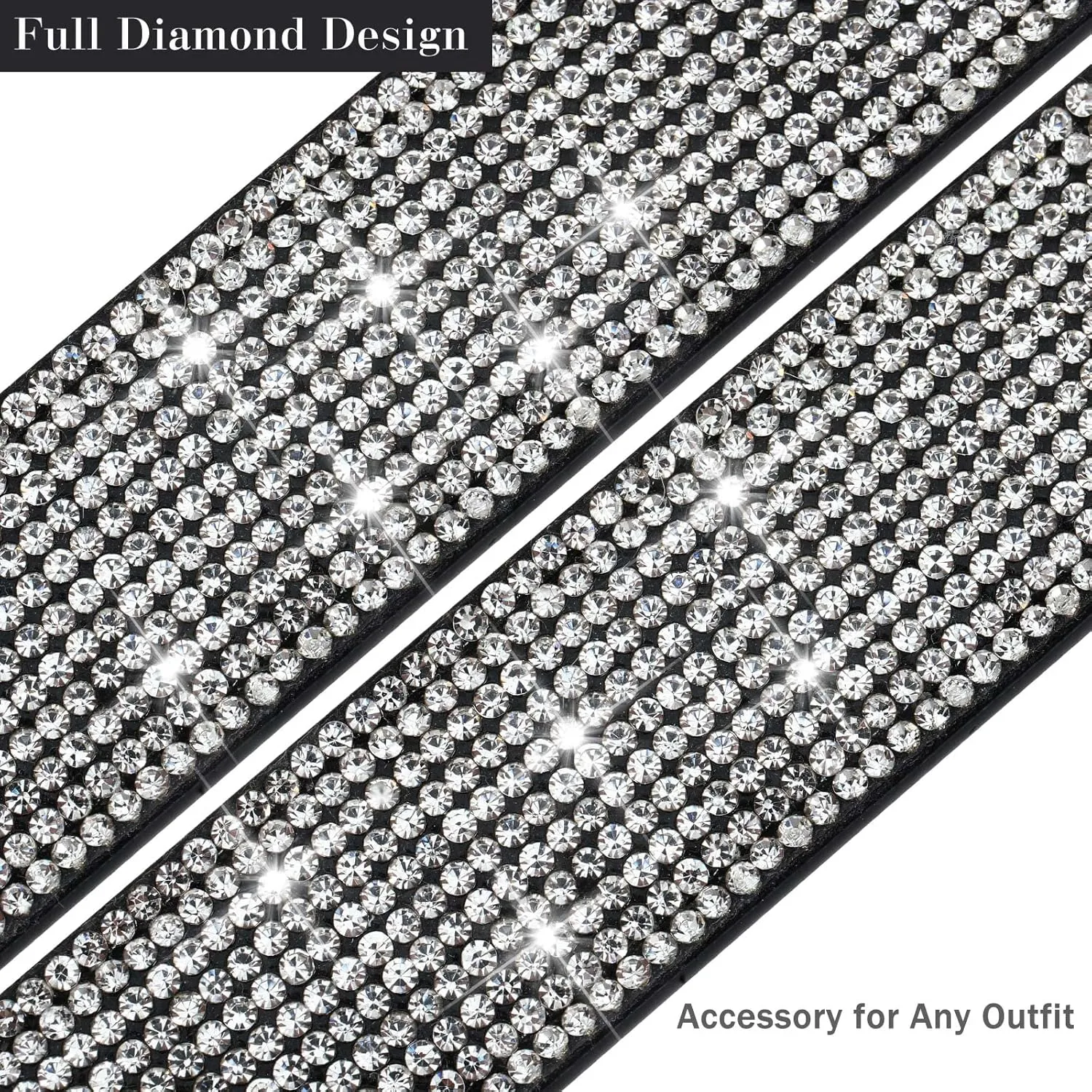 Rhinestone Belt for Women, Sparkly Diamond Belts for Womens Dresses, Ladies Glitter Belts for Jeans