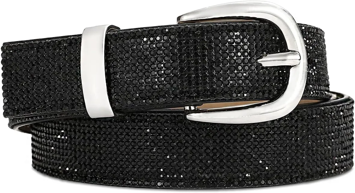 Rhinestone Belt for Women, Sparkly Diamond Belts for Womens Dresses, Ladies Glitter Belts for Jeans