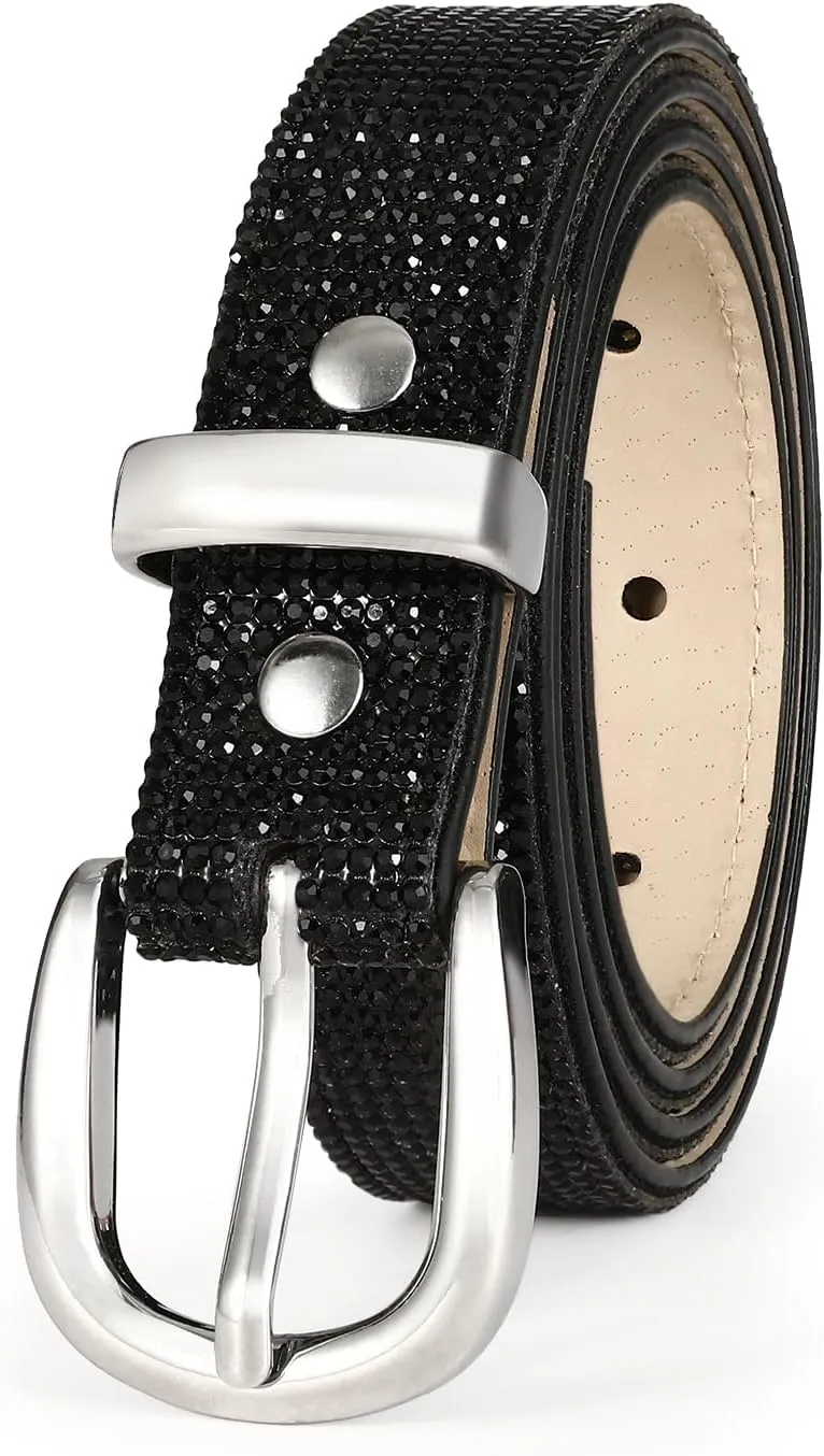 Rhinestone Belt for Women, Sparkly Diamond Belts for Womens Dresses, Ladies Glitter Belts for Jeans