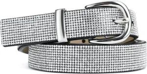 Rhinestone Belt for Women, Sparkly Diamond Belts for Womens Dresses, Ladies Glitter Belts for Jeans