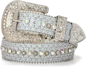 Rhinestone Belt Goth Bling Belts for Women and Men Western Cowboy Cowgirl Belts for Jeans, Halloween Belt