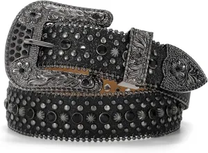 Rhinestone Belt Goth Bling Belts for Women and Men Western Cowboy Cowgirl Belts for Jeans, Halloween Belt