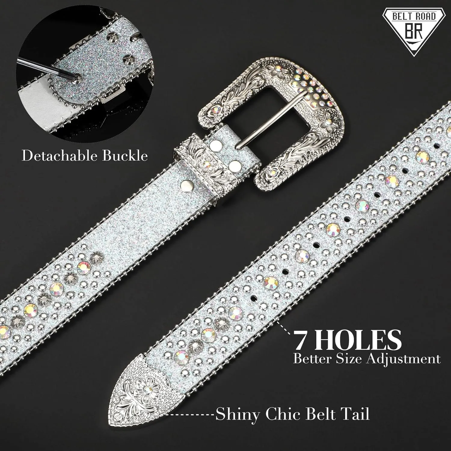 Rhinestone Belt Goth Bling Belts for Women and Men Western Cowboy Cowgirl Belts for Jeans, Halloween Belt