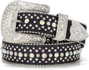 Rhinestone Belt Goth Bling Belts for Women and Men Western Cowboy Cowgirl Belts for Jeans, Halloween Belt