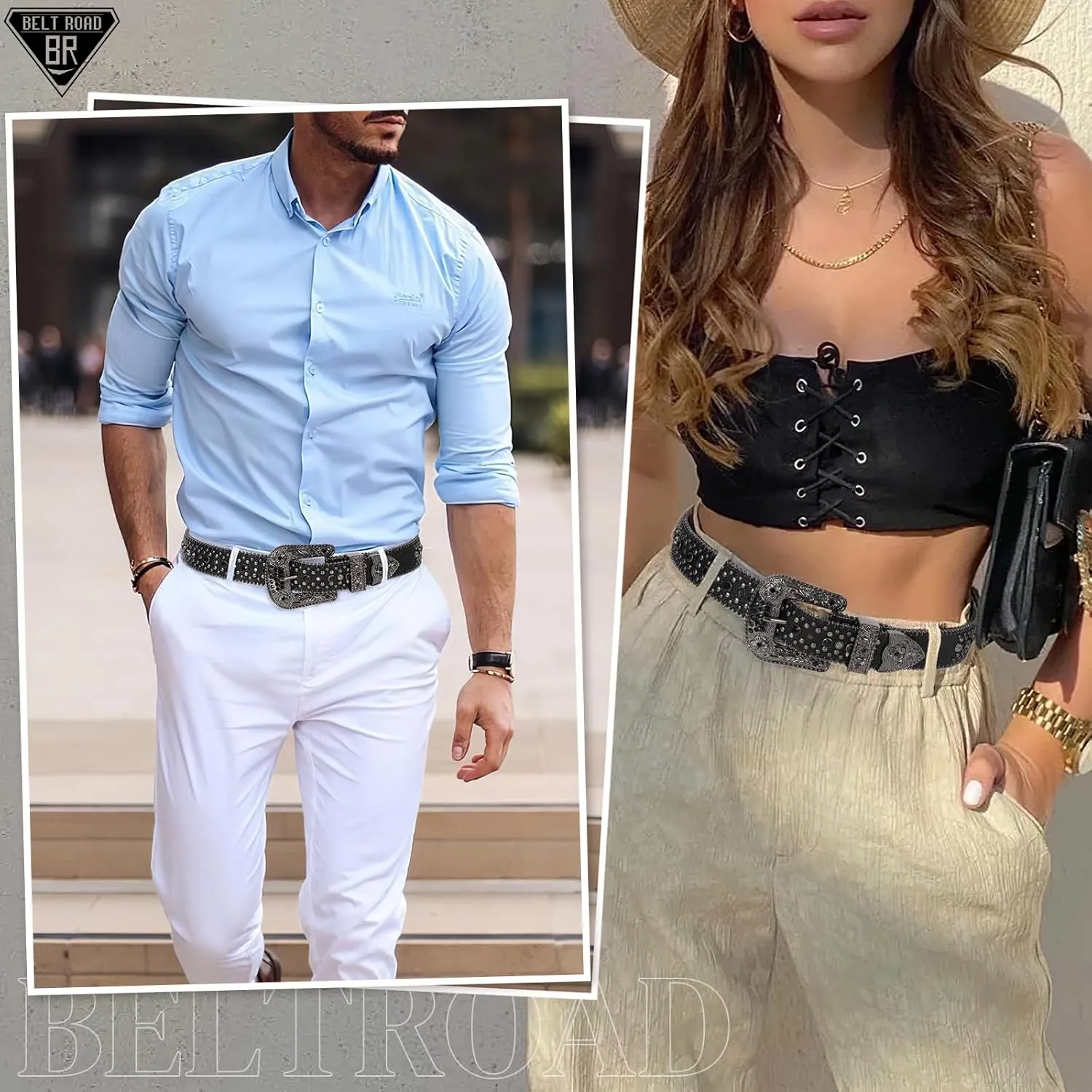 Rhinestone Belt Goth Bling Belts for Women and Men Western Cowboy Cowgirl Belts for Jeans, Halloween Belt