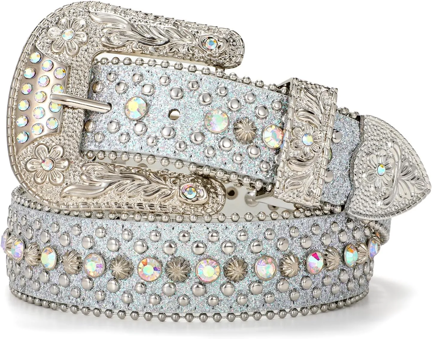 Rhinestone Belt Goth Bling Belts for Women and Men Western Cowboy Cowgirl Belts for Jeans, Halloween Belt