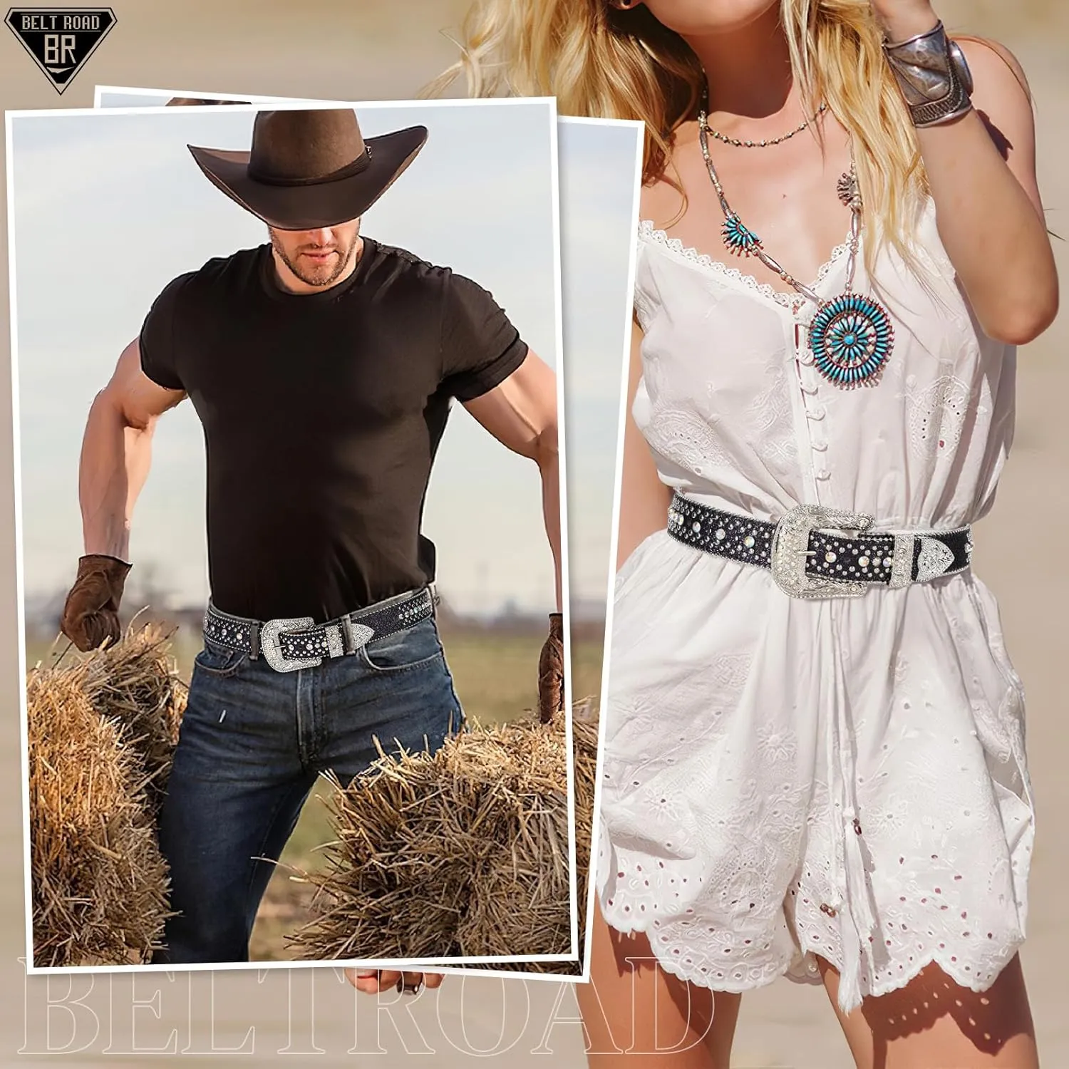Rhinestone Belt Goth Bling Belts for Women and Men Western Cowboy Cowgirl Belts for Jeans, Halloween Belt