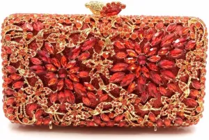 Rhinestone Clutches Evening Handbags, Wallets, Cosmetic Bags, Party Shoulder Bags, Clutch Purses for Women Wedding (Color : Red)